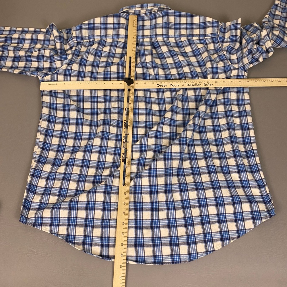 Cabelas Flannel Shirt Men's Size XLT Blue White Plaid Long Sleeve Button Down - Picture 7 of 10